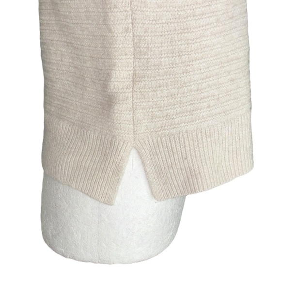 Madewell Oatmeal Cream Ruffle Neck Puff Sleeve Cropped Knit Sweater - L - Picture 9 of 16